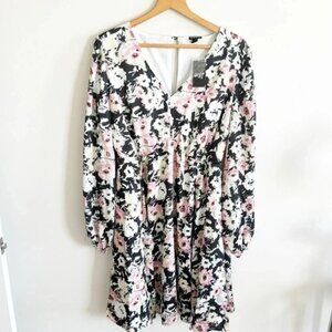 Torrid floral long sleeve Mini Bubble Charmeuse Babydoll Dress NWT size 1X